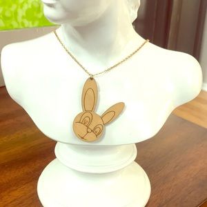 Steven Shein Wood Bunny Necklace